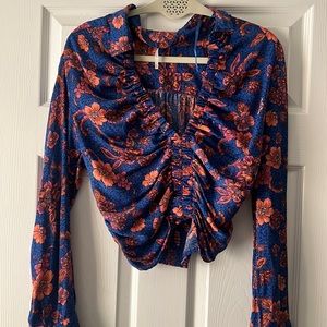 Free people cropped silk shirt